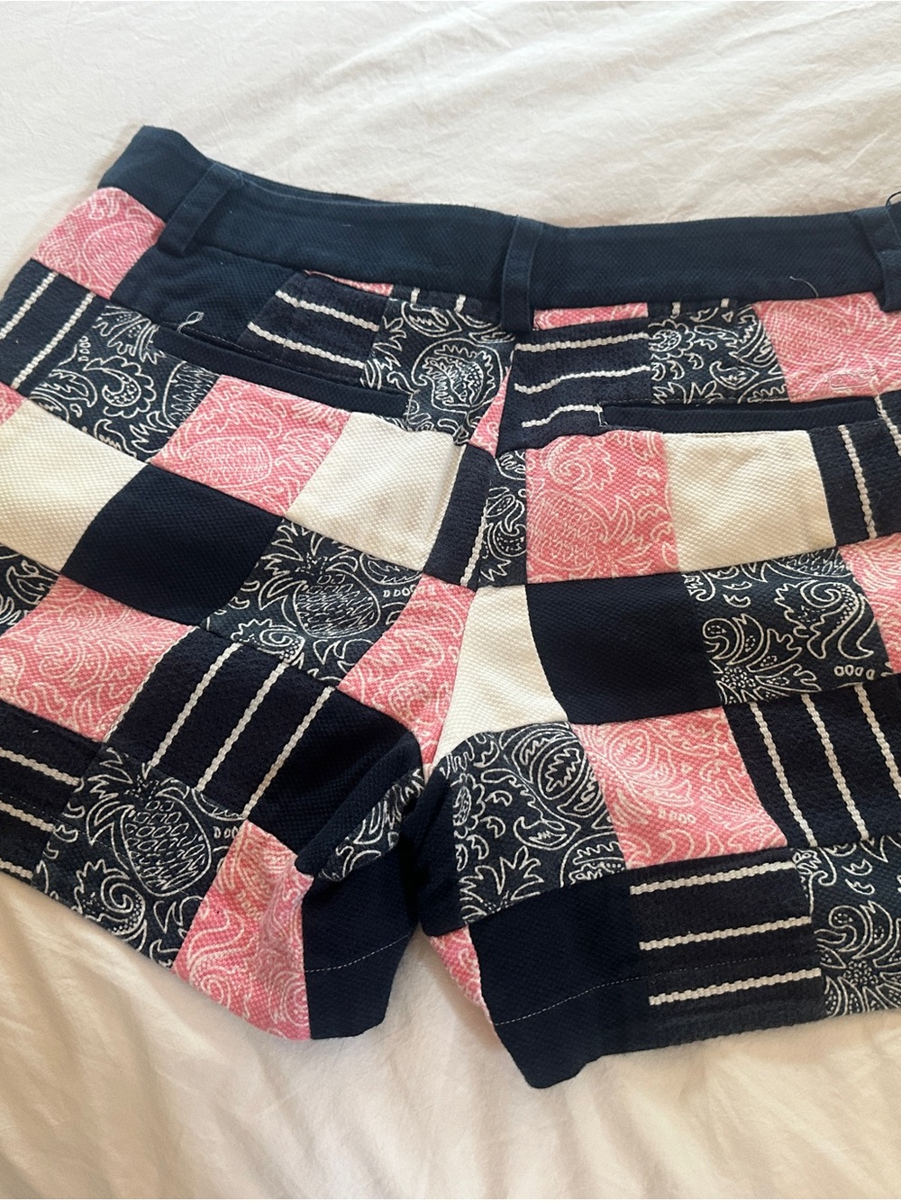Vineyard Vines Pink Navy Cream Patchwork Shorts